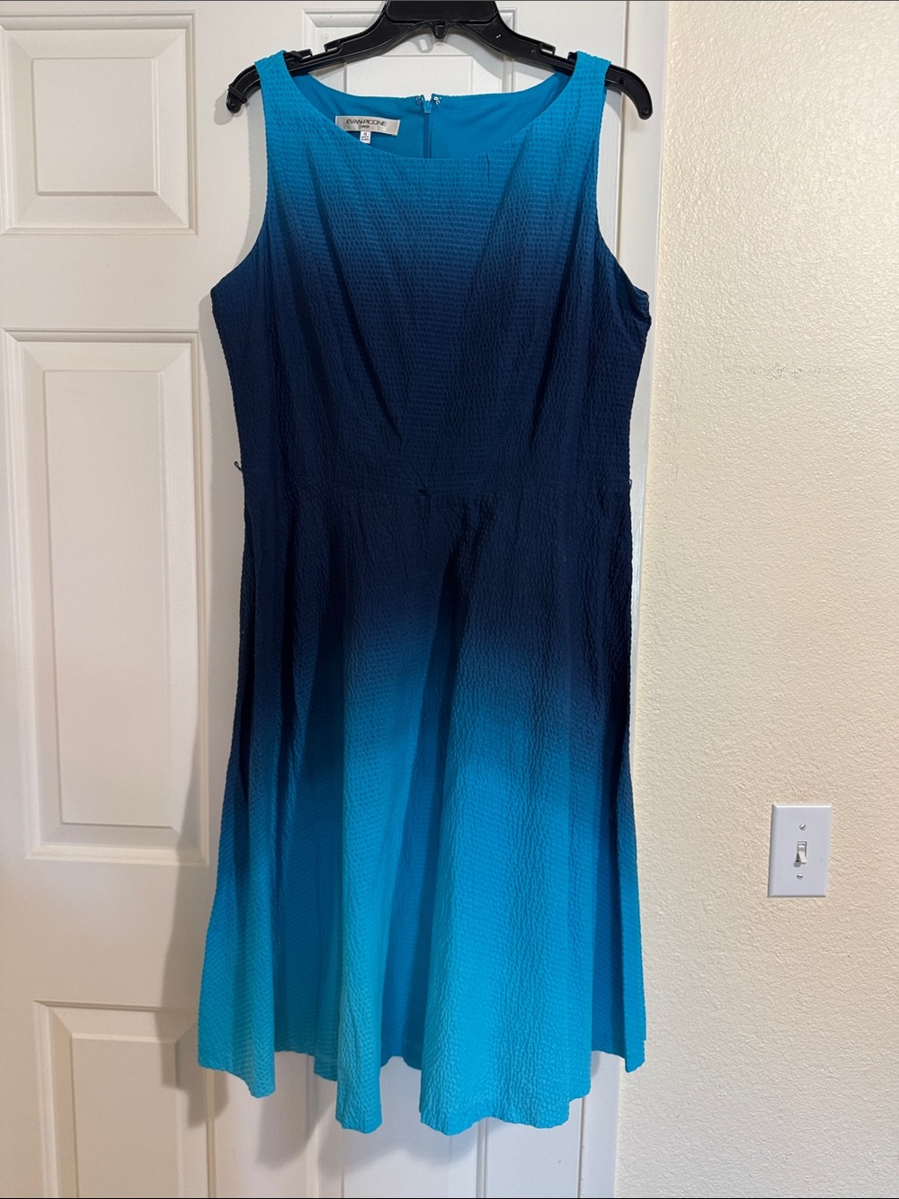 Ombré Teal and Navy Sleeveless Midi Dress